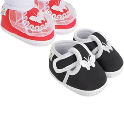 NESKA MODA 12 To 18 Month Set of 2 Pair Toddler Baby Girls Butterfly Non Slip Cotton Booties-image-75