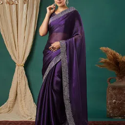 VILLAGIUS Embellished Beads and Stones Border Ready to Wear Mysore Silk Saree-picture-4
