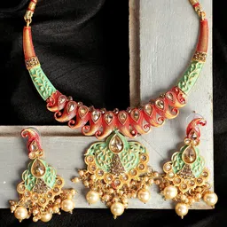 Anouk Gold-Plated Stone Studded & Beaded Jewellery Set-picture-46