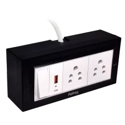 Palfrey Black Electric Extension Board - 5A + 5A + 1 USB Socket with Master Switch and Heavy Duty 20 Meter Wire (Black Color)-13