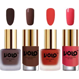 VOLO Set Of 4 Velvet Matte & Extra Shine Nail Polish-8 ml & 9.9 ml Each Shade 02-44-19-56 image 1