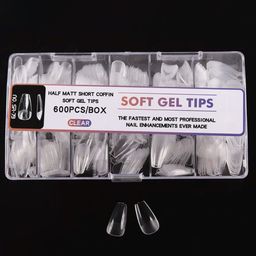 RANORE Set Of 600 Half Matte Short Coffin Press On Artificial Nails - Transparent-61
