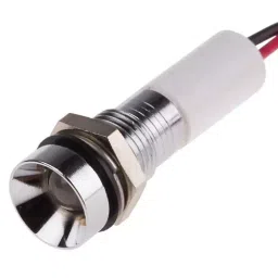 RS PRO White Panel Mount Indicator 220V AC, Mounting Hole Size 8 mm, Termination Type Lead Wires, IP Rating IP67, Model No 7239599-40