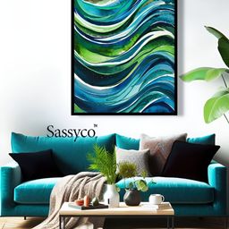 Sassyco Green & Teal Canvas Abstract Wall Paintings-image-30