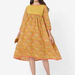 Fourleaf Women Floral Printed Daily Cotton A-Line Kurta-picture-36