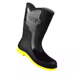 Borris Life High Ankle Black Upper and Yellow Sole Safety Gum Boots Size 6 UK-image-86