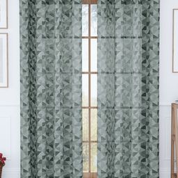Story@home Grey & White Set of 2 Geometric Sheer Long Door Curtain-9
