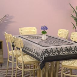 Kuber Industries Black Set of 2 Floral Cotton 6-Seater Table Cover-32