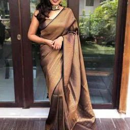 Sita Brown Silk Blend Woven Design Sarees-picture-7