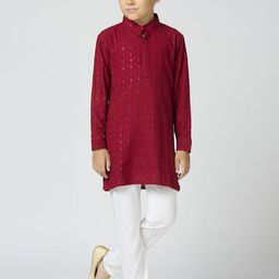 Sangria Boys Embroidered Kurta With Pyjama Kurta Set-picture-14