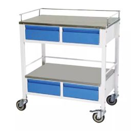Sarvagya Surgical Medicine Trolley with 4 Drawers in Mild Steel Tube Frame and Epoxy Powder Coated Finish, SSPL553-20