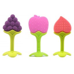 Enorme Silicone Peach Apple & Grapes Shape Teether Pack of 3 - Multicolour-14