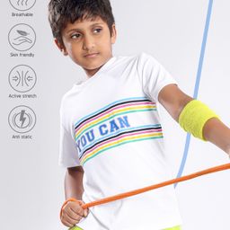 Pine Active Half Sleeves Striped and Text Print T-shirt - White-image-48