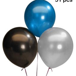 Balloon Junction Metallic Balloons Pack of 51 - Dark Blue Silver Black-image-58