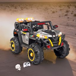 Desert Thunder 4X4 Battery Operated Ride On Jeep With Music and Lights - Grey & Yellow-17