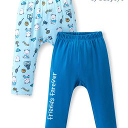 Babyoye 100% Cotton Knit Full Length Diaper Leggings with Eco Jiva Finish with Kitty Print Pack of 2 - Blue-picture-11