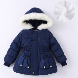 Kookie Kids Full Sleeves Padded Hooded Jacket with Pockets - Navy Blue-picture-24