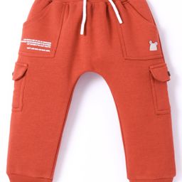 Pepito Knit Full Length Text Printed Fleece and Woollen Bottom With Bear Patch - Rust Orange-picture-9
