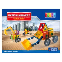 AKN TOYS 48 PCS Construction Excavator Vehicle Robot Magical Magnetic Tiles Building Blocks Bricks 3D Puzzle  - COLOR MAY VARY-1