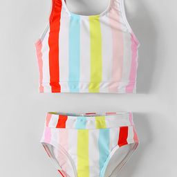 Mark & Mia Sleeveless Two Piece Striped Swimsuit - White-image-85