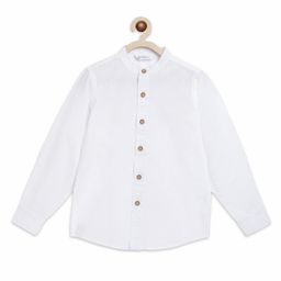 Campana 100% Cotton Full Sleeves Solid Shirt - White-image-36