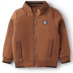 Pine Kids Woven Full Raglan Sleeves Bomber Jacket With Logo Patch - Brown-image-18