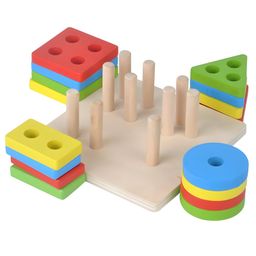 NEGOCIO Baby Brain Development Toys Montessori Match Toy Geometric Sorting Board Wooden Blocks Kids Educational Toys Building Blocks- PACK OF 1- COLOR MAY VARY-12