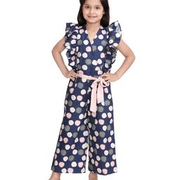 StyleStone Woven Sleeveless Dots Printed Jumpsuit - Navy Blue-picture-2