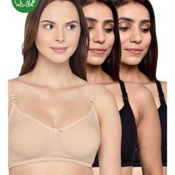 Inner Sense Organic Cotton Knit Pack Of 3 Solid Antimicrobial Feeding Bras - Multi Colour-picture-27