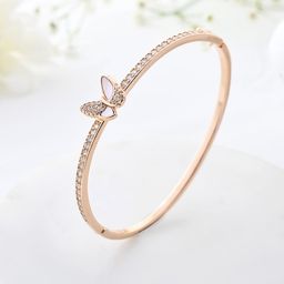 Voylla Women Cubic Zirconia Handcrafted Rose Gold-Plated Bangle-Style Bracelet-image-13