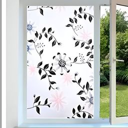 INDIAN ROYALS Black Floral Printed Self-Adhesive & Durable Window Sticker-image-57