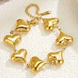 MYKI Stainless Steel Gold-Plated link heart shaped Bracelet-32