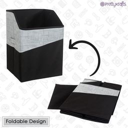 PrettyKrafts Laundry Square Shape Basket Bag,Foldable,Multipurpose,Carry Handles,Slanting Lid for Home, Cloth Storage,Single Jute Black image 3