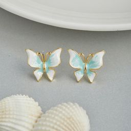 GC Jewellery Butterfly with Teal Wings & Gold-tone Accents Studs-34