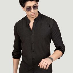ALMATY Men Comfort Band Collar Solid Casual Shirt-image-34