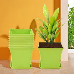 Kuber Industries 8-Pcs Green Premium Flower Pots for Garden withBottomPlates-image-94