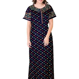 AAKARSHANA CREATION Women Blue Maxi Nightdress-picture-22
