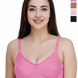 College Girl Pack of 4 Solid Non Padded Full Coverage All Day Comfort Cotton Bra-picture-28