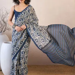 Mitera Ethnic Motifs Silk Blend Dabu Saree-picture-28