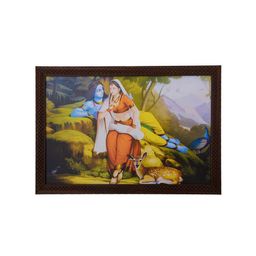 eCraftIndia Multicoloured Radha Krishna Satin Matt Texture Framed Wall Art-2