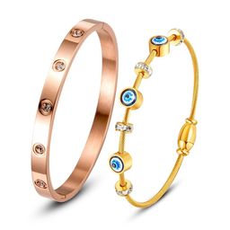 DressBerry Set Of 2 Rose Gold-Plated American Diamond Studded Kada Bracelet-image-88