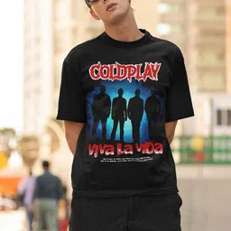 CAPTCHA Men Coldplay Graphic Printed Round Neck Cotton Oversized T-shirt-picture-19