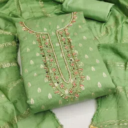 HERE&NOW Floral Woven Design Beads and Stones Unstitched Dress Material-image-63