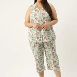 theRebelinme Plus Size Printed Cotton Shirt with Capris-picture-14