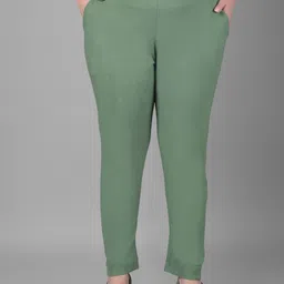 Comfort Lady Women Regular Fit Elastic Waist Cotton High-Rise Trousers-image-63