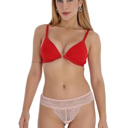 SELFCARE Lightly Padded Net Half Coverage Plunge Bra - SN3696 image 2