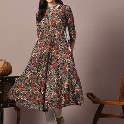 METAFAB Ethnic Motifs Printed Thread Work Anarkali Kurta-image-1
