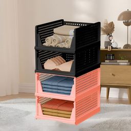 Aura Pink & Black 4 Pieces Textured Reusable Desk Organisers-10