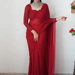 LeeliPeeri Designer Solid Soft Georgette Ready to Wear Saree-image-7