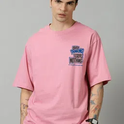SLOWLORIS Men Typography Printed Round Neck Cotton Oversized T-shirt-image-95